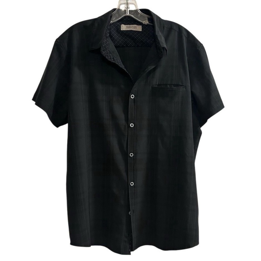 Kenneth Cole Reaction Men's XL‎ Black Short Sleeve Button-Up Shirt